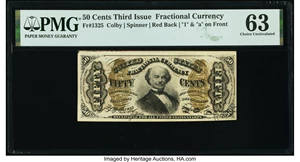 image for: Fr. 1325 50¢ Third Issue Spinner PMG Choice Uncirculated 63....
