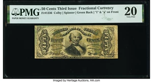 image for: Fr. 1336 50¢ Third Issue Spinner PMG Very Fine 20....