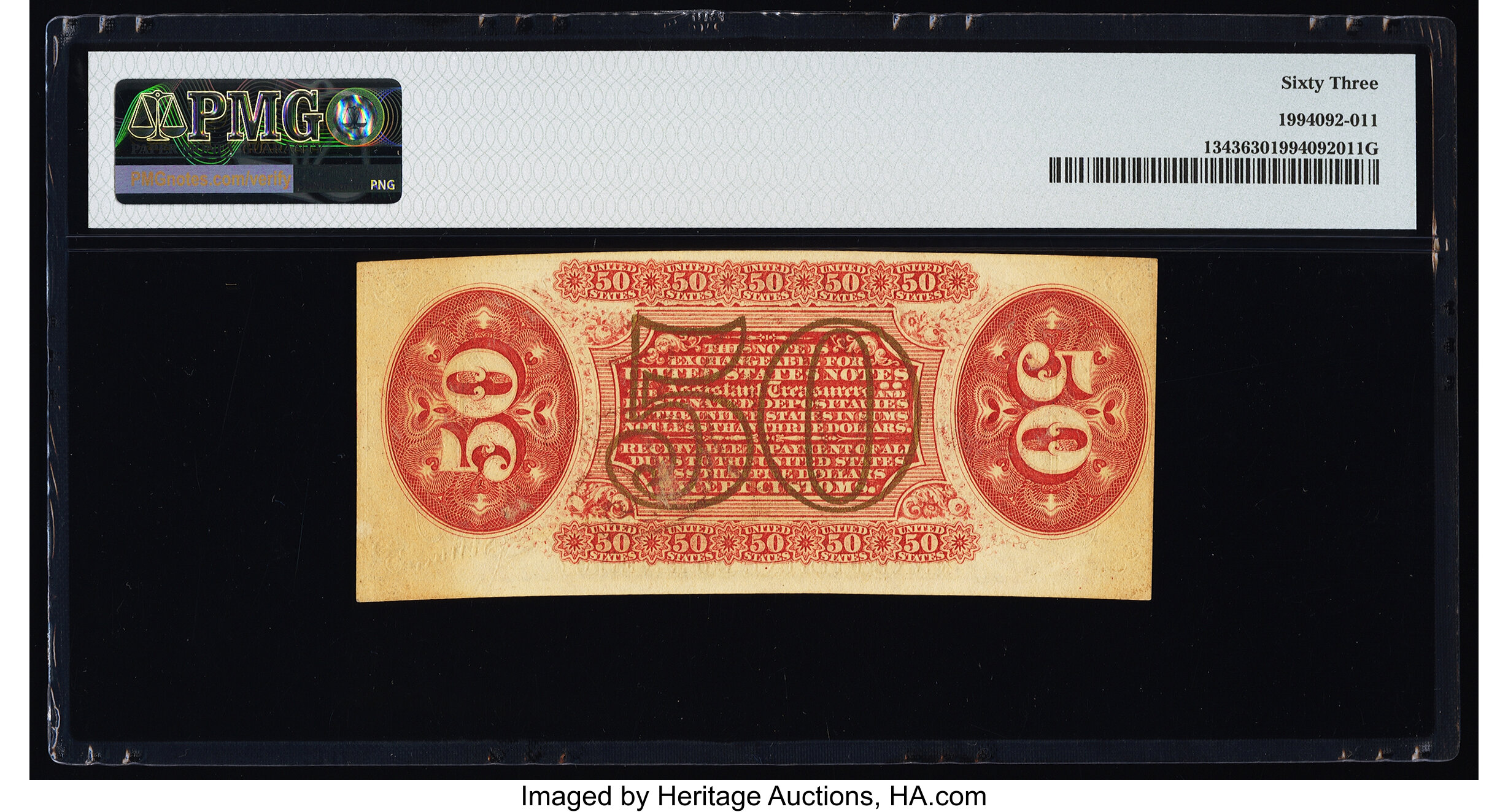 image for: Fr. 1343 50¢ Third Issue Justice PMG Choice Uncirculated 63....