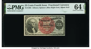 image for: Fr. 1303 25¢ Fourth Issue PMG Choice Uncirculated 64 EPQ....