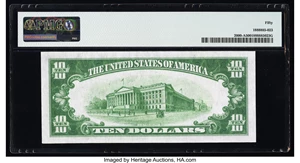 image for: Fr. 2000-A $10 1928 Federal Reserve Note. PMG About Uncirculated 50....
