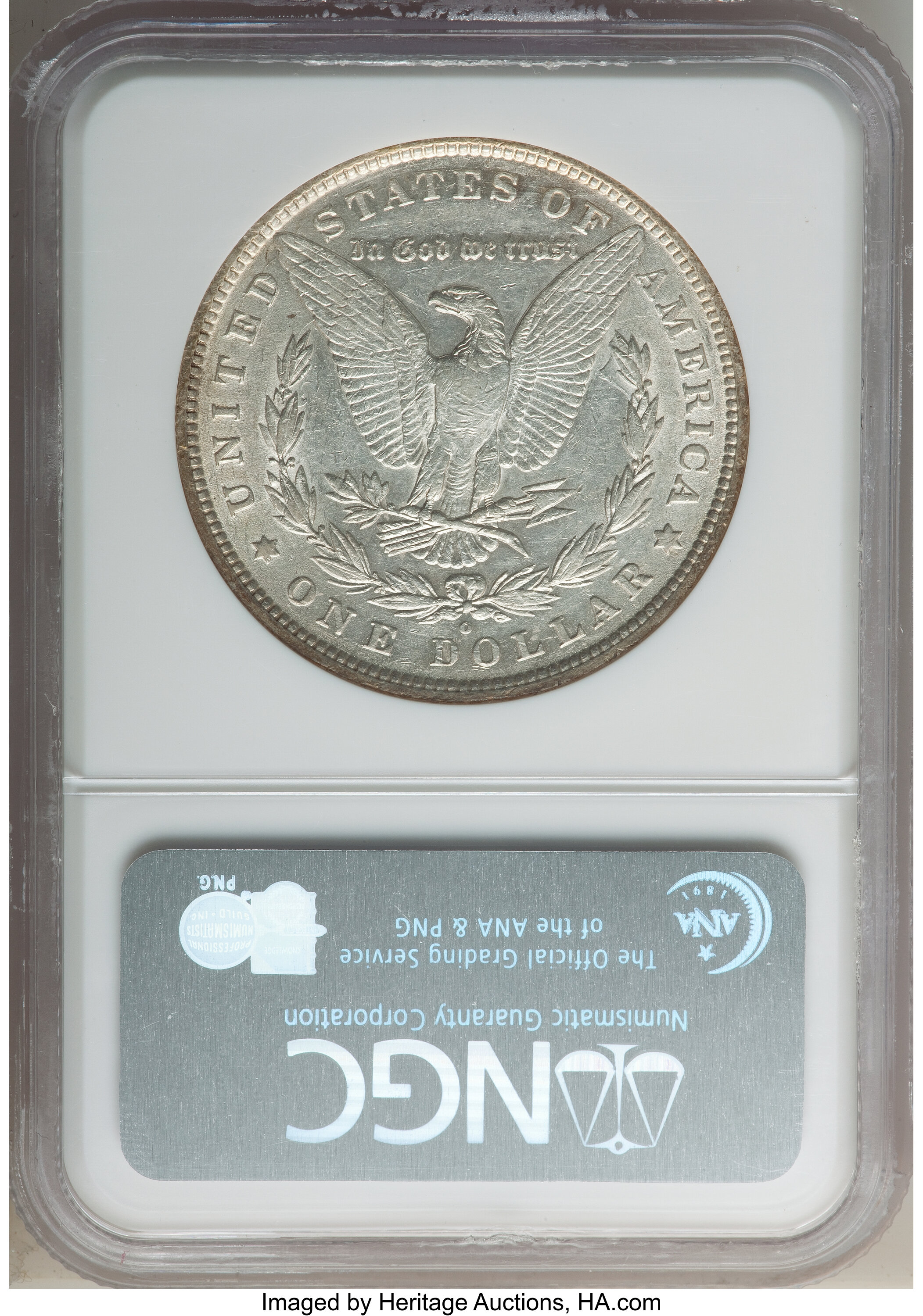 image for: 1880-O $1 8 Over Low 7, Ear & Clash, VAM-6C, AU50 NGC. A Top 100 Variety. NGC Census: (0/0). PCGS Population: (0/31). AU50....