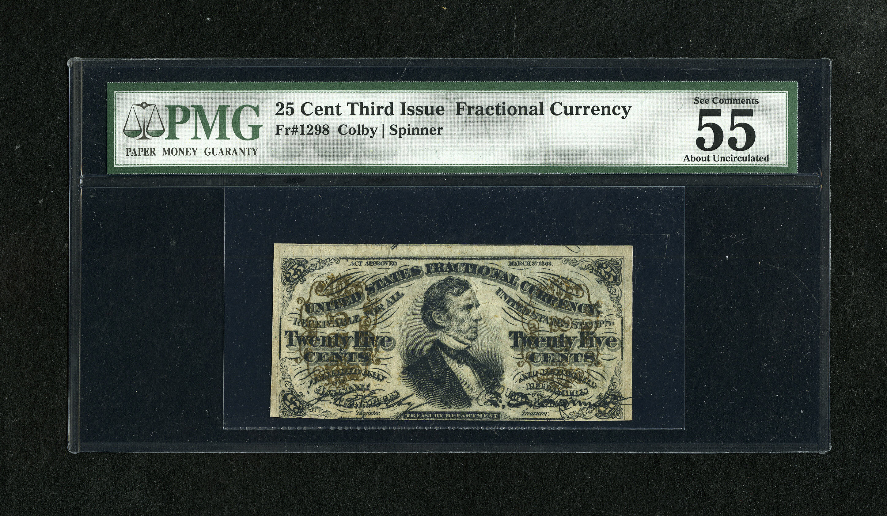 image for: Fr. 1298 25c Third Issue PMG About Uncirculated 55....