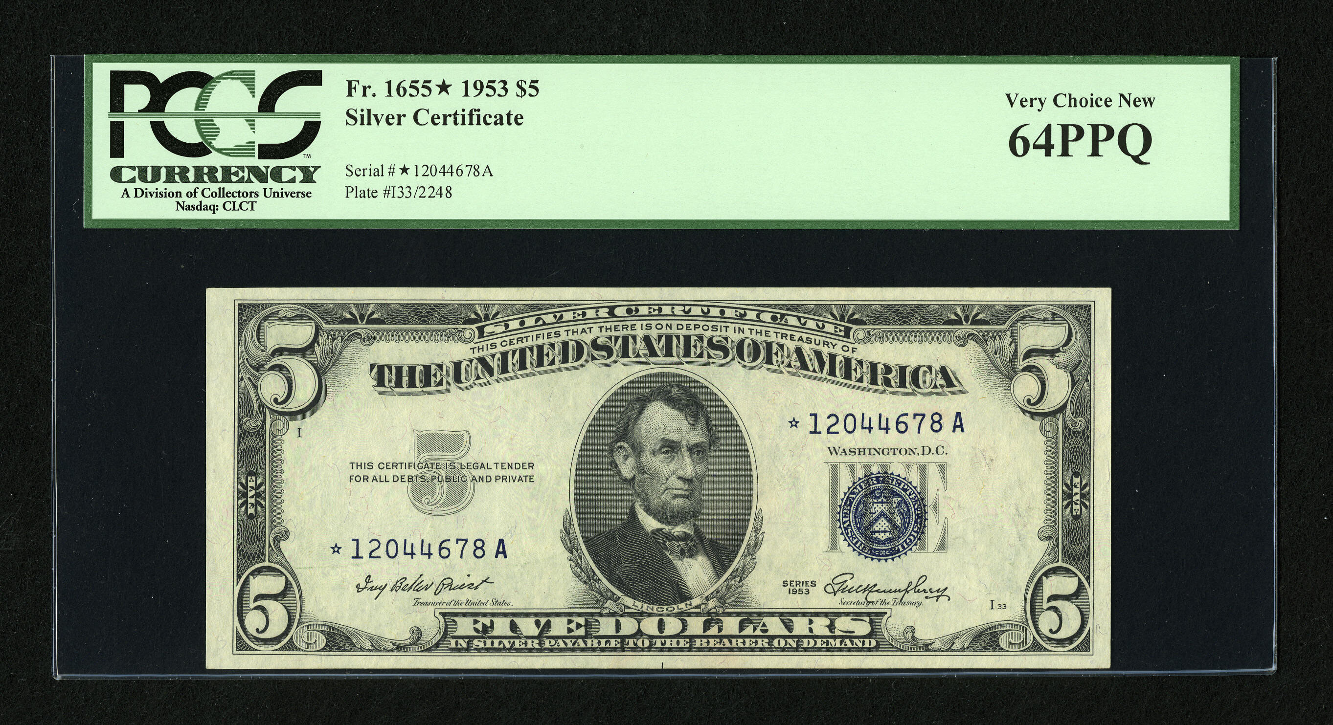 image for: Fr. 1655* $5 1953 Silver Certificate Star. PCGS Very Choice New 64PPQ....