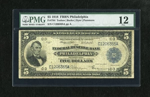 image for: Fr. 784 $5 1918 Federal Reserve Bank Note PMG Fine 12.