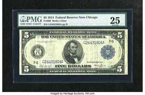image for: Fr. 869 $5 1914 Federal Reserve Note PMG Very Fine 25....