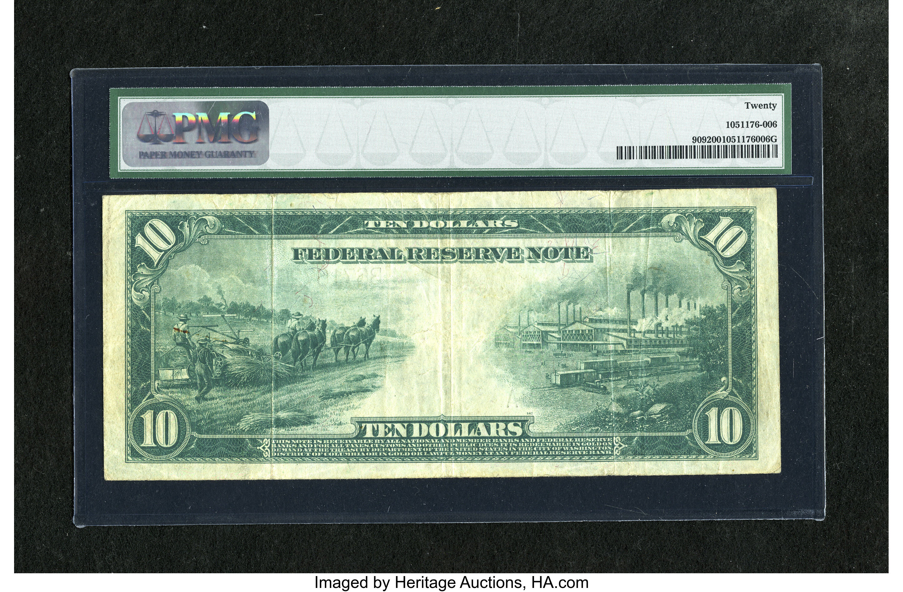 image for: Fr. 909 $10 1914 Federal Reserve Note PMG Very Fine 20....
