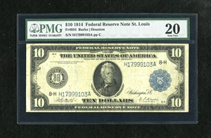 image for: Fr. 934 $10 1914 Federal Reserve Note PMG Very Fine 20....