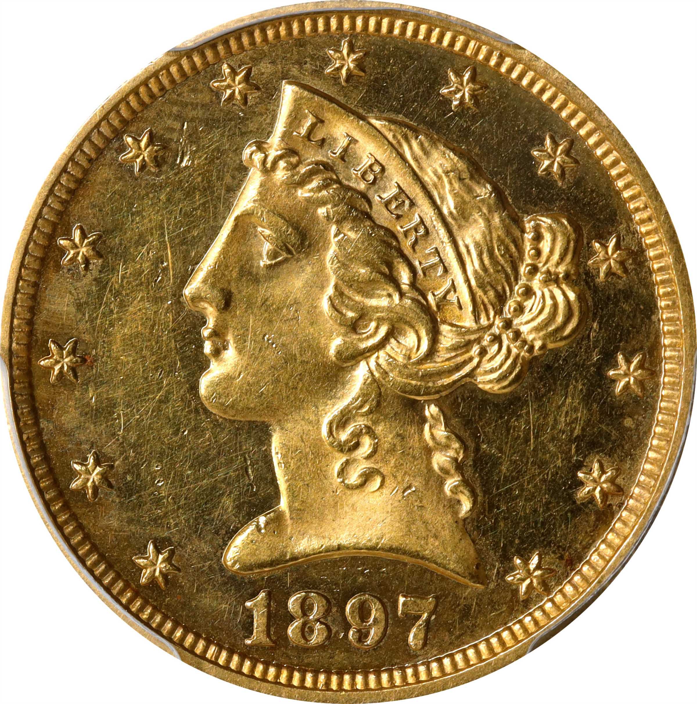 image for: 1897 Liberty Head Half Eagle. JD-1, the only known dies. Rarity-5. Proof-62 Cameo (PCGS).