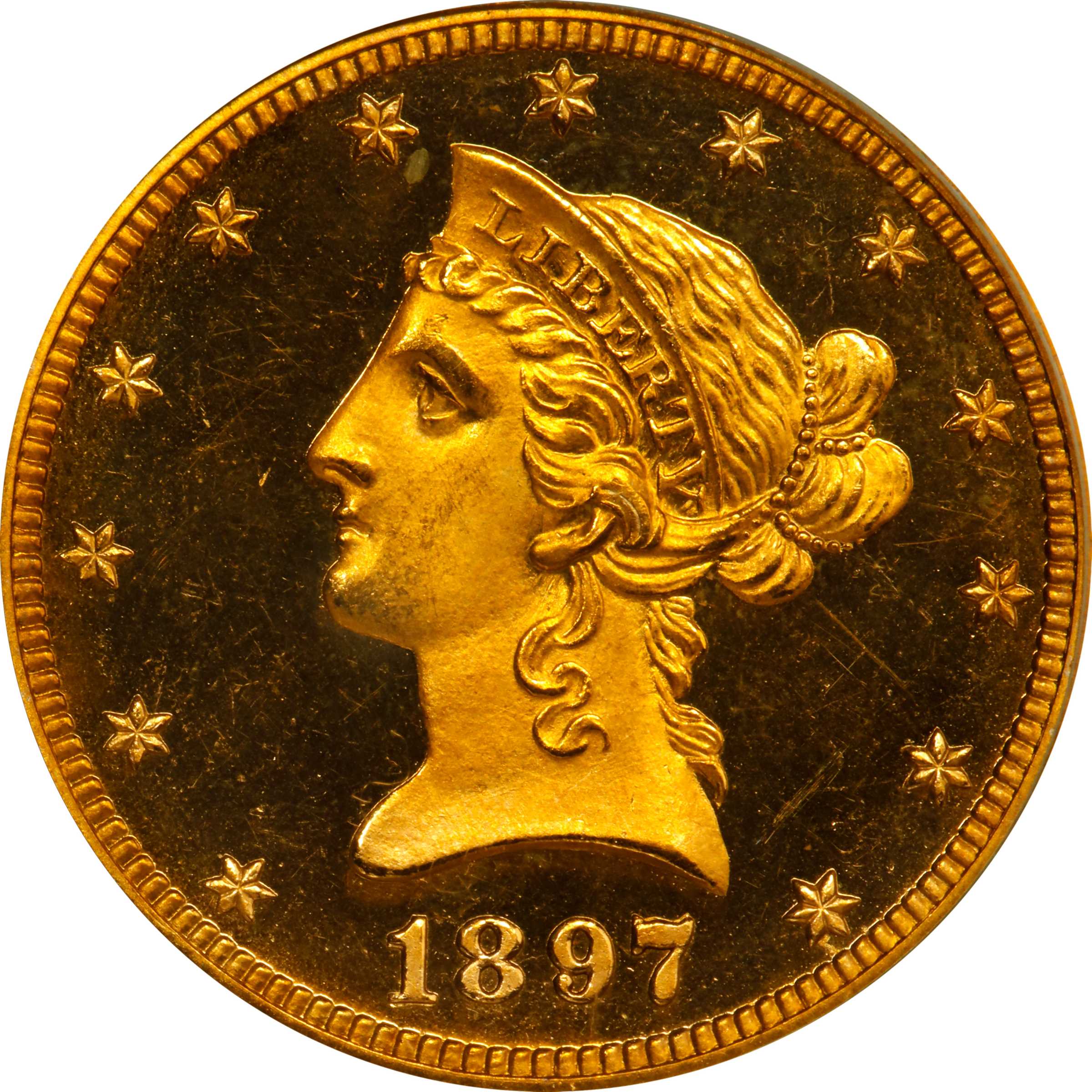 image for: 1897 Liberty Head Eagle. JD-1, the only known dies. Rarity-5+. Proof-64 Deep Cameo (PCGS). CAC.