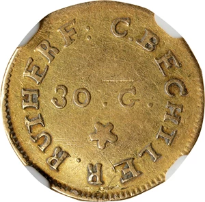 image for: Undated (1831-1834) Christopher Bechtler $1. K-1. Rarity-4. 30.G., Star. Reeded Edge. EF-45 (NGC).