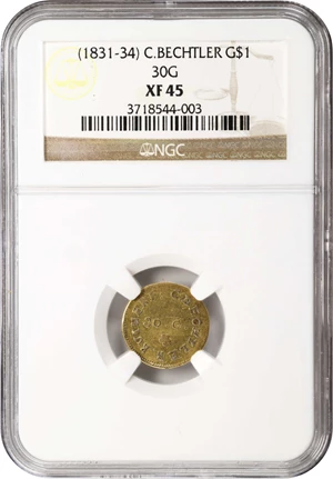 image for: Undated (1831-1834) Christopher Bechtler $1. K-1. Rarity-4. 30.G., Star. Reeded Edge. EF-45 (NGC).