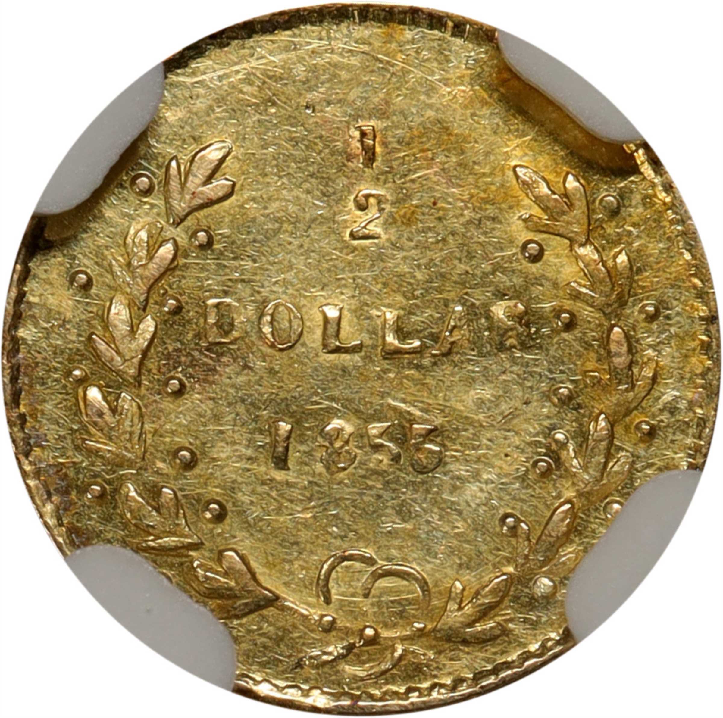 image for: 1855-FD Round 50 Cents. BG-406. Rarity-6+. Liberty Head. MS-61 (NGC).