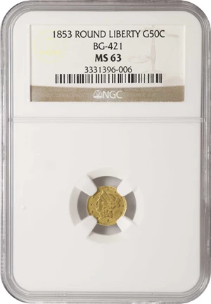 image for: 1853-D Round 50 Cents. BG-421. Rarity-4. Liberty Head. MS-63 (NGC).