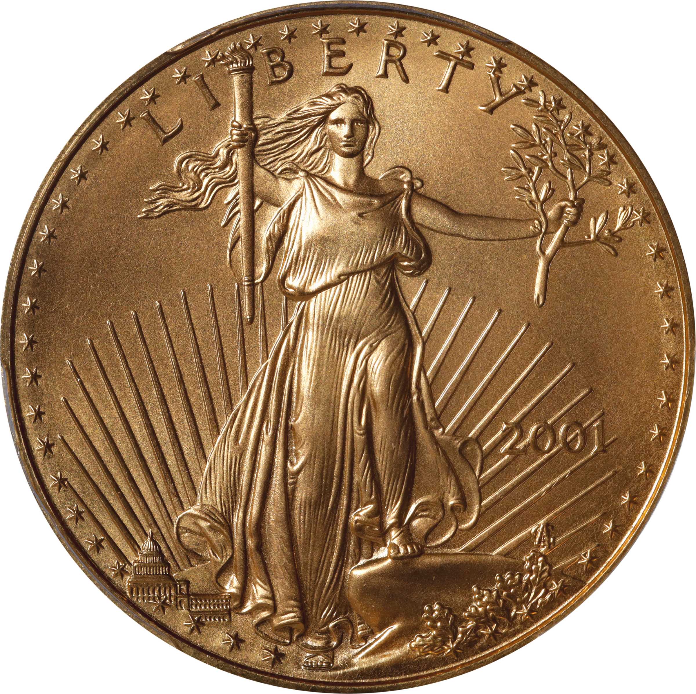 image for: 2001 One-Ounce Gold Eagle. MS-69 (PCGS).