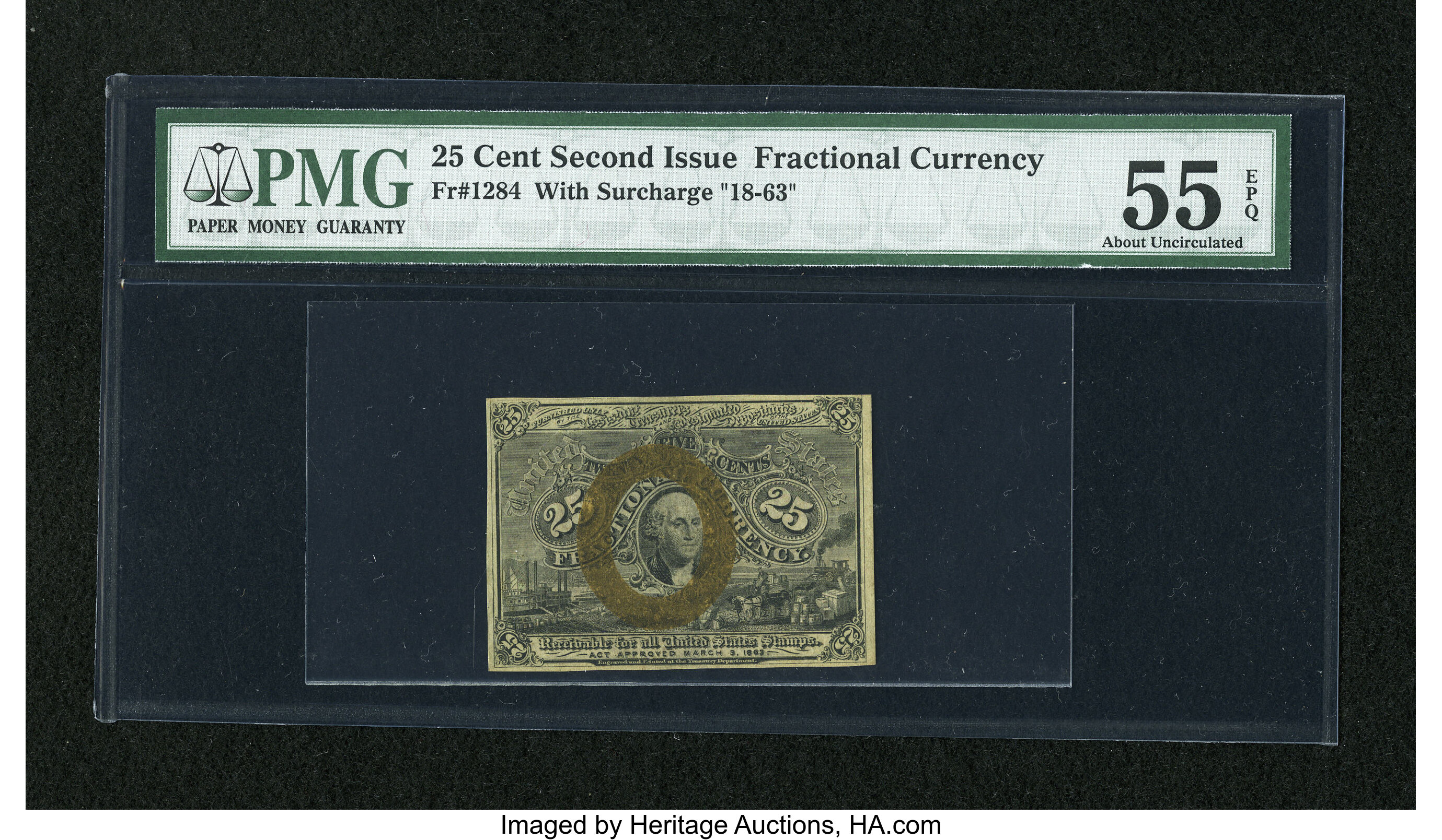 image for: Fr. 1284 25c Second Issue PMG About Uncirculated 55 EPQ....
