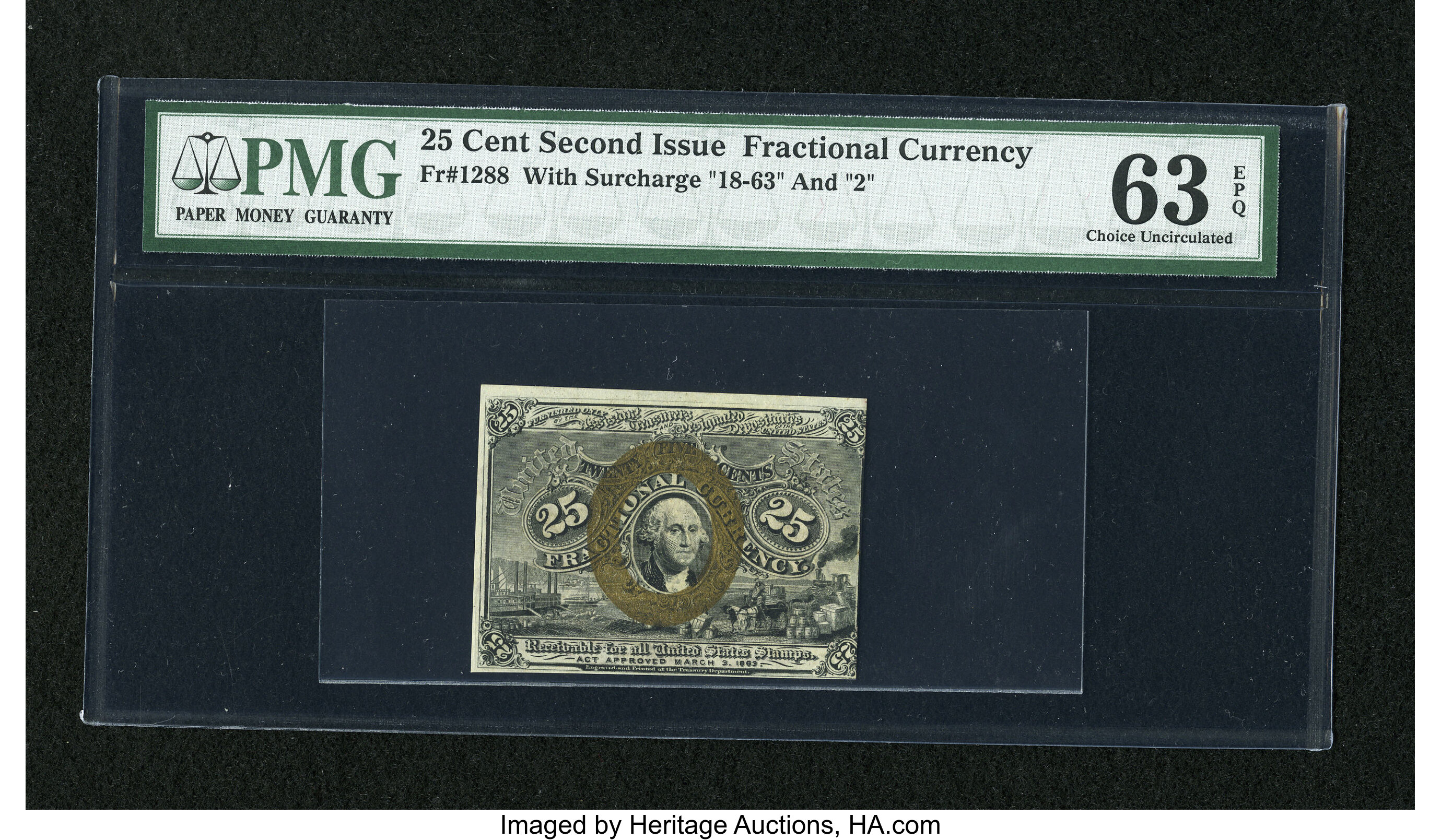 image for: Fr. 1288 25c Second Issue PMG Choice Uncirculated 63 EPQ.