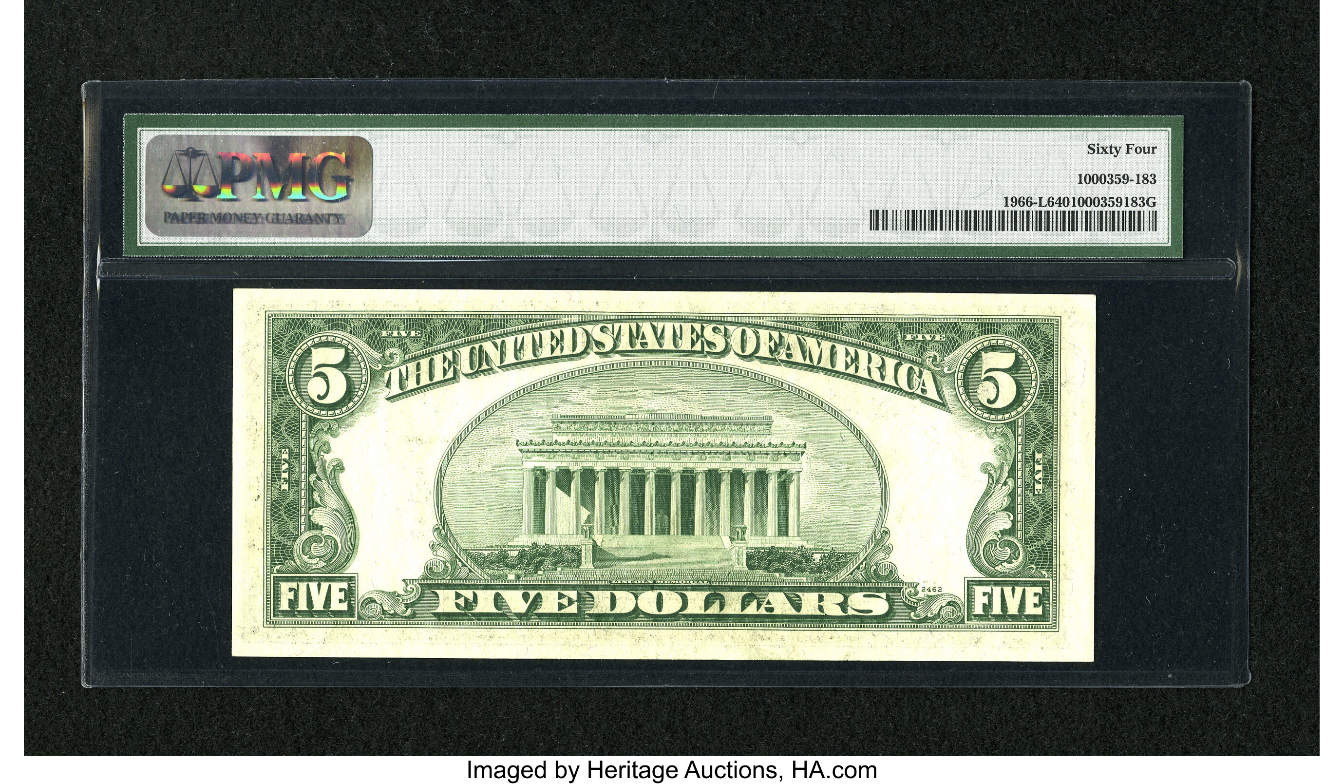 image for: Fr. 1966-L $5 1950E Federal Reserve Note. PMG Choice Uncirculated 64....