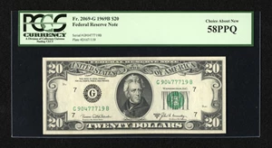 image for: Fr. 2069-G $20 1969B Federal Reserve Note. PCGS Choice About New 58PPQ....