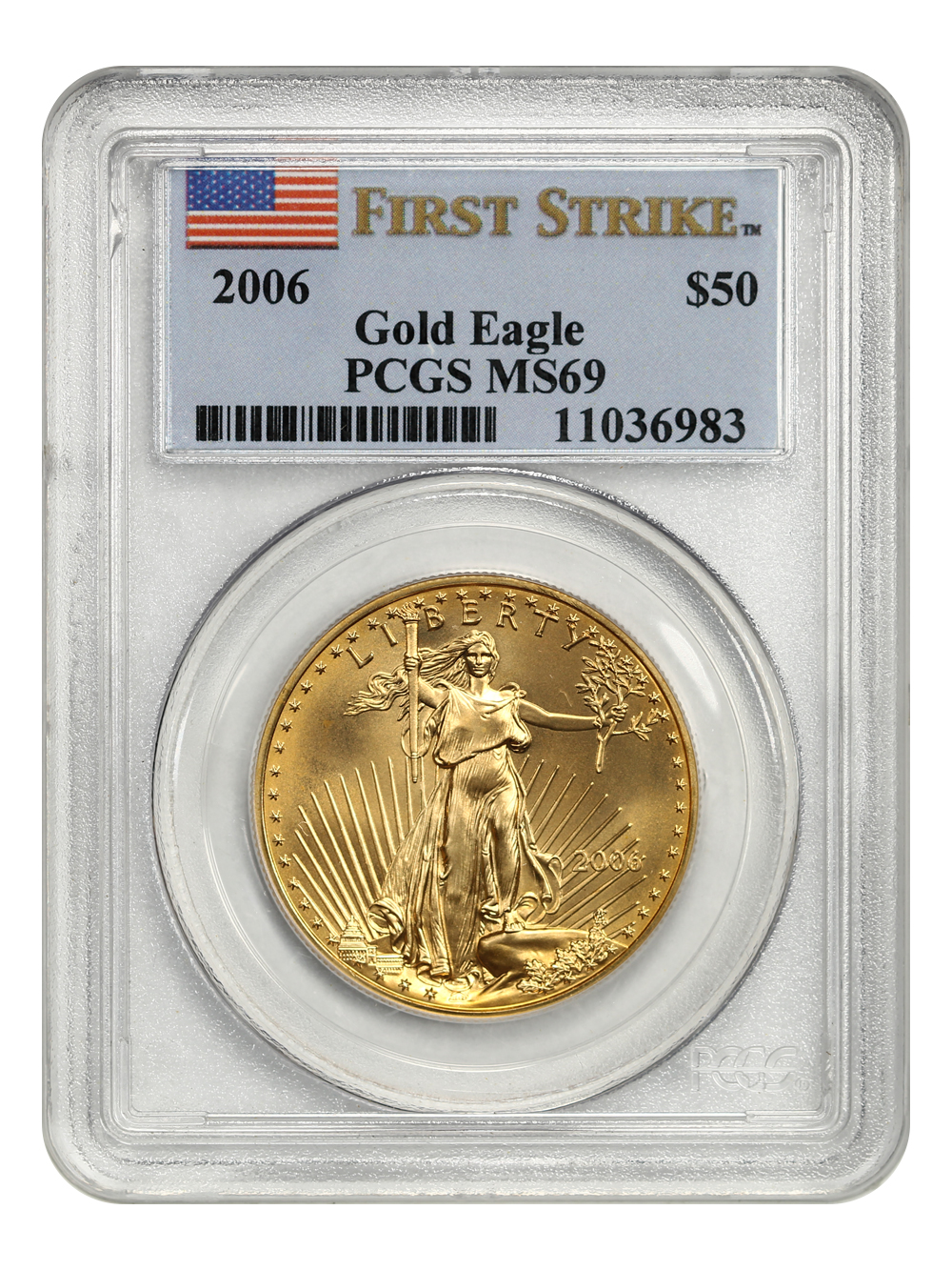 image for: 2006 Gold Eagle $50 PCGS MS69 (First Strike)