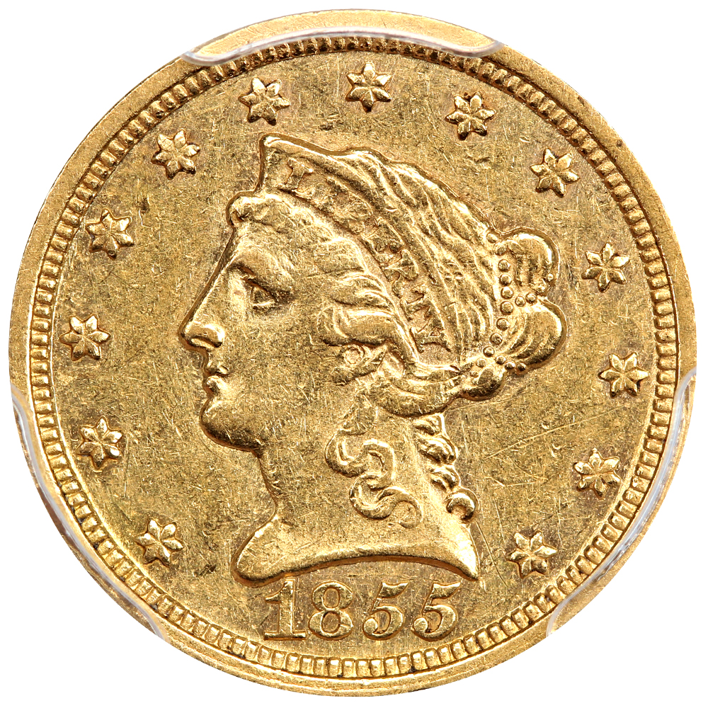 image for: 1855-C $2 1/2 PCGS AU55