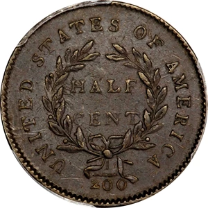 image for: 1794 Liberty Cap Half Cent. C-1a. Rarity-3. Normal Head. Large Edge Letters. AU-58 (PCGS).