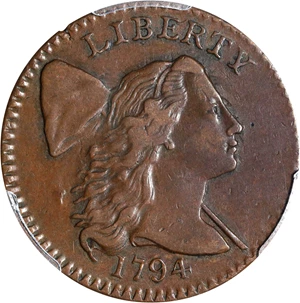 image for: 1794 Liberty Cap Cent. S-30. Rarity-1. Head of 1794. Marred Field, Amiable Face. EF-45 (PCGS). CAC.