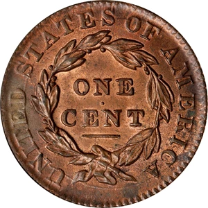 image for: 1833 Matron Head Cent. N-5. Rarity-1. MS-64 RB (PCGS). OGH.