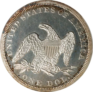 image for: 1862 Liberty Seated Silver Dollar. Proof-62 Cameo (PCGS).