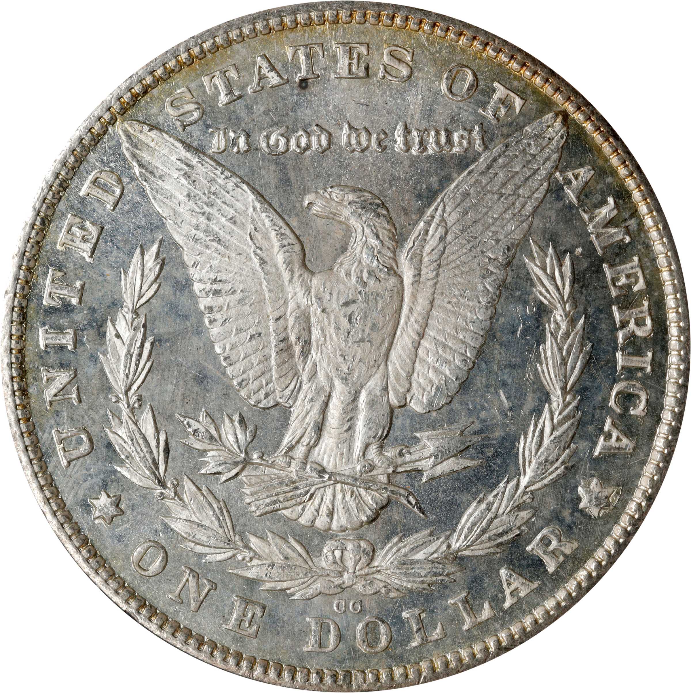 image for: 1880-CC Morgan Silver Dollar. VAM-5. Top 100 Variety. 8/High 7. MS-64 DMPL (PCGS).