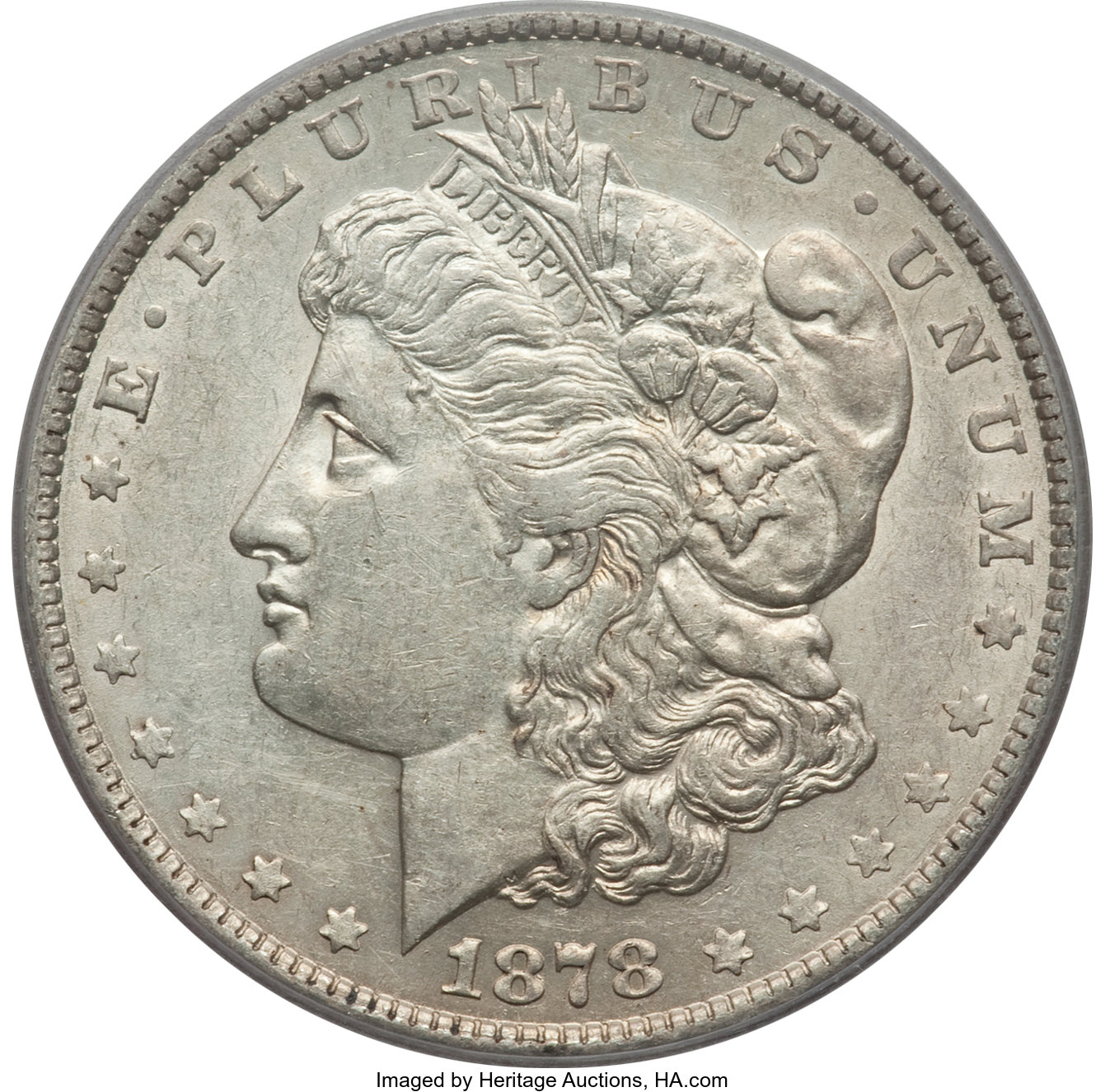 image for: 1878 7TF $1 Reverse of 1879, Vam-228B, Slashed O AU53 PCGS. Hitlist. NGC Census: (0/0). PCGS Population (0/0).From The ...