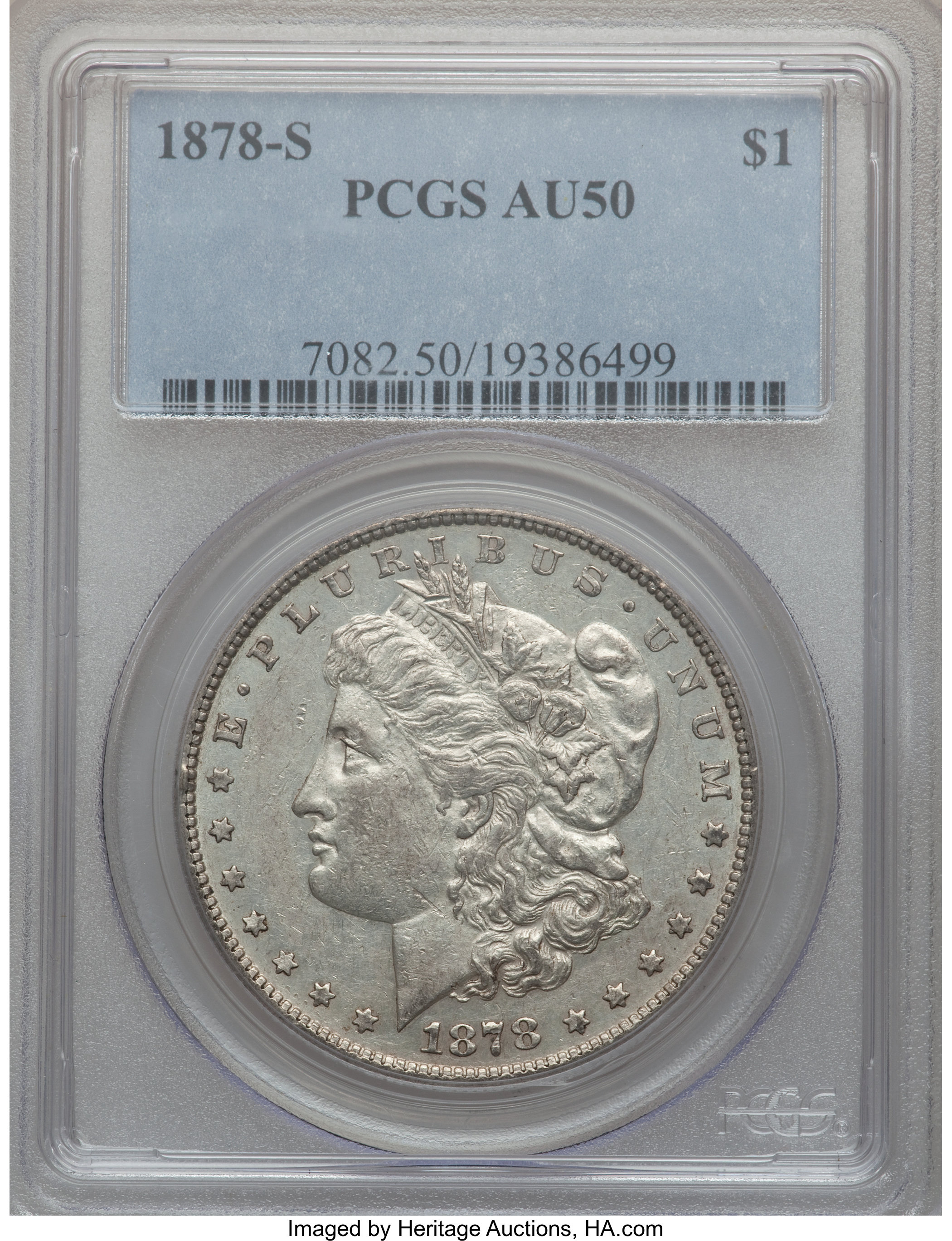 image for: 1878-S $1 Vam-18, Spaghetti Wings AU50 PCGS. From The Parcfeld Collection....