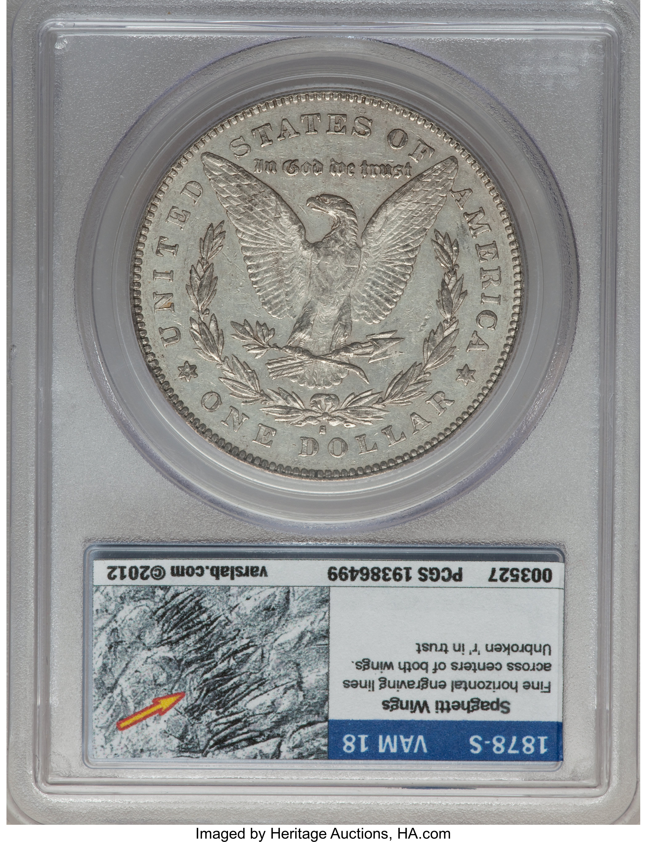 image for: 1878-S $1 Vam-18, Spaghetti Wings AU50 PCGS. From The Parcfeld Collection....