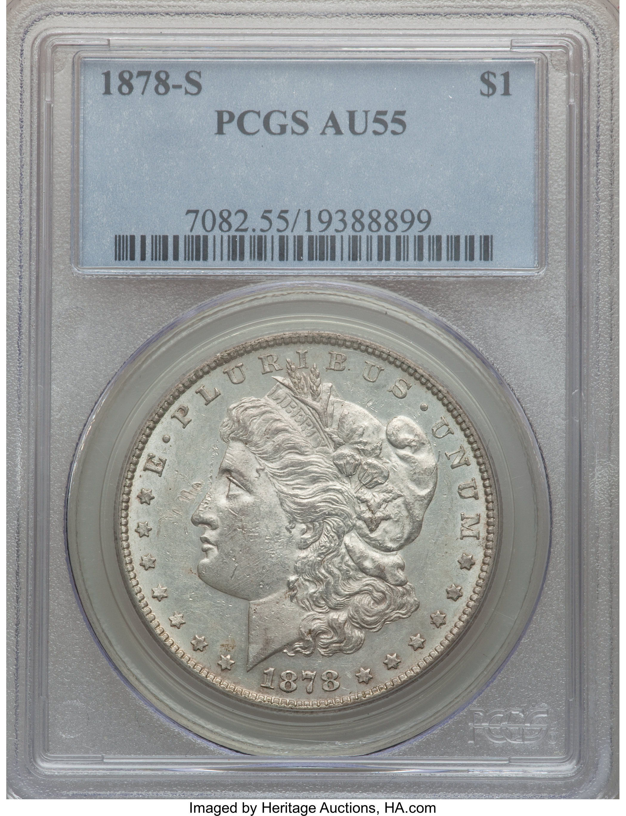 image for: 1878-S $1 Vam-18, Spaghetti Wings AU55 PCGS. From The Parcfeld Collection....