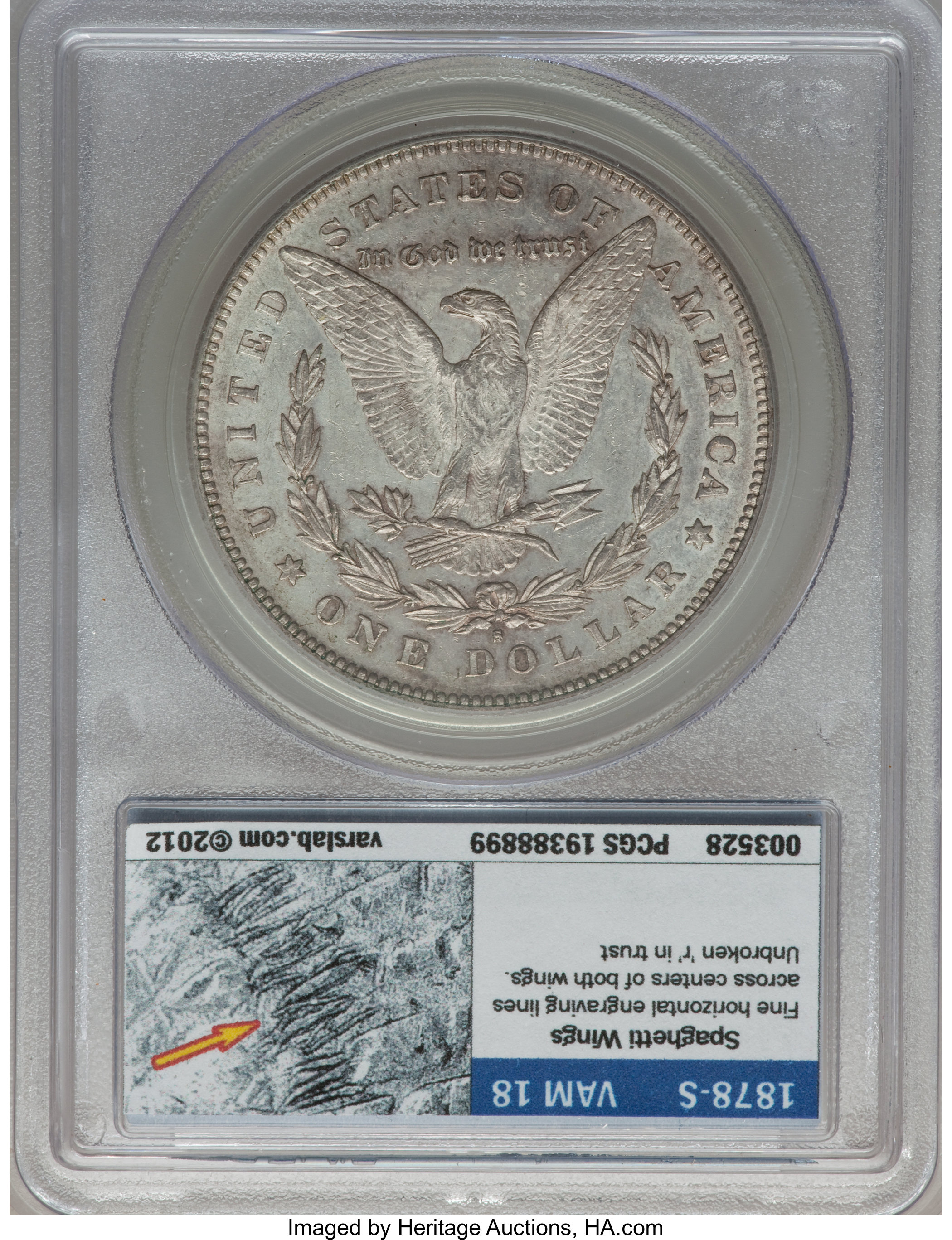 image for: 1878-S $1 Vam-18, Spaghetti Wings AU55 PCGS. From The Parcfeld Collection....