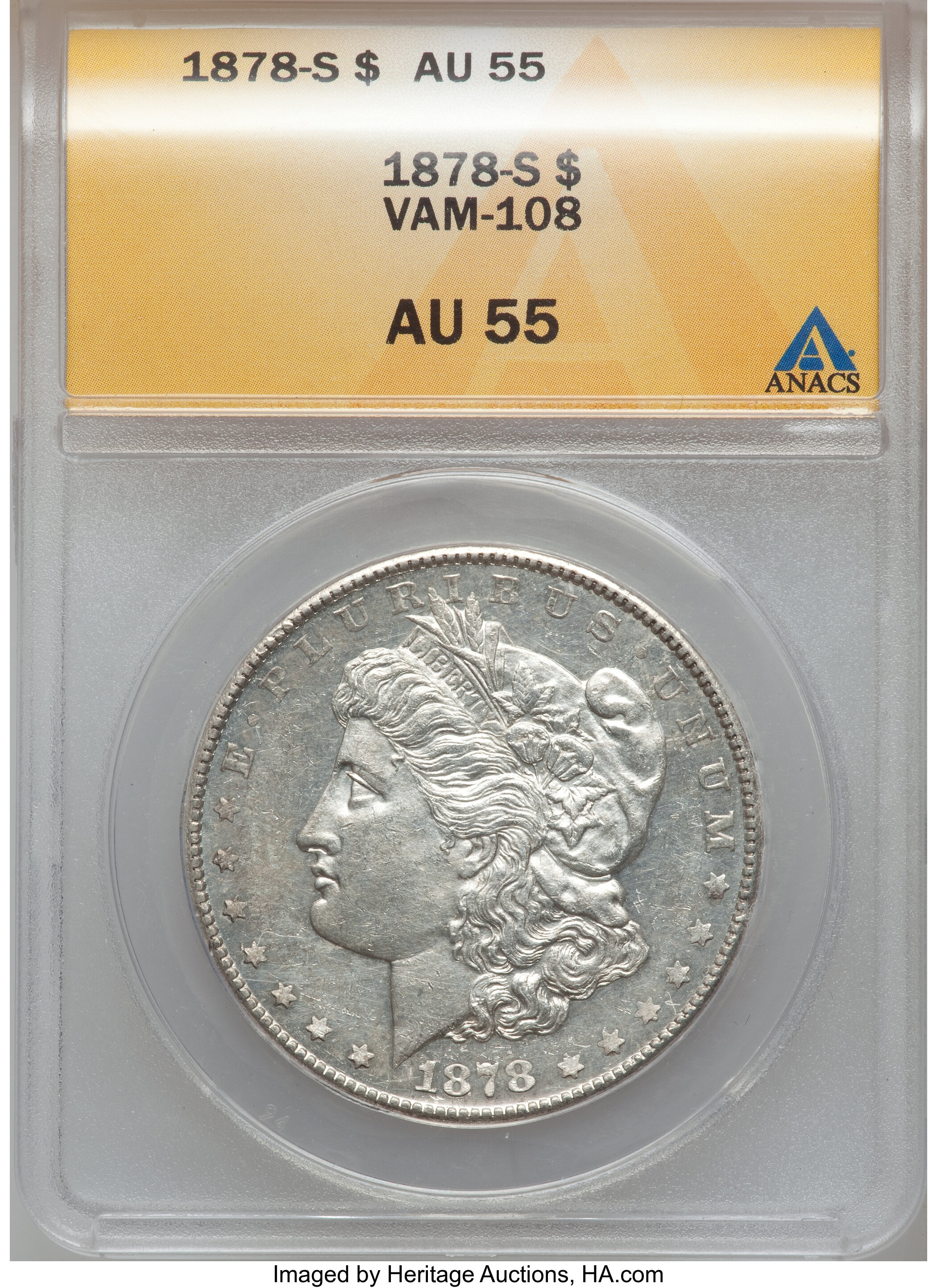 image for: 1878-S $1 Vam-108 AU55 ANACS.From The Parcfeld Collection....