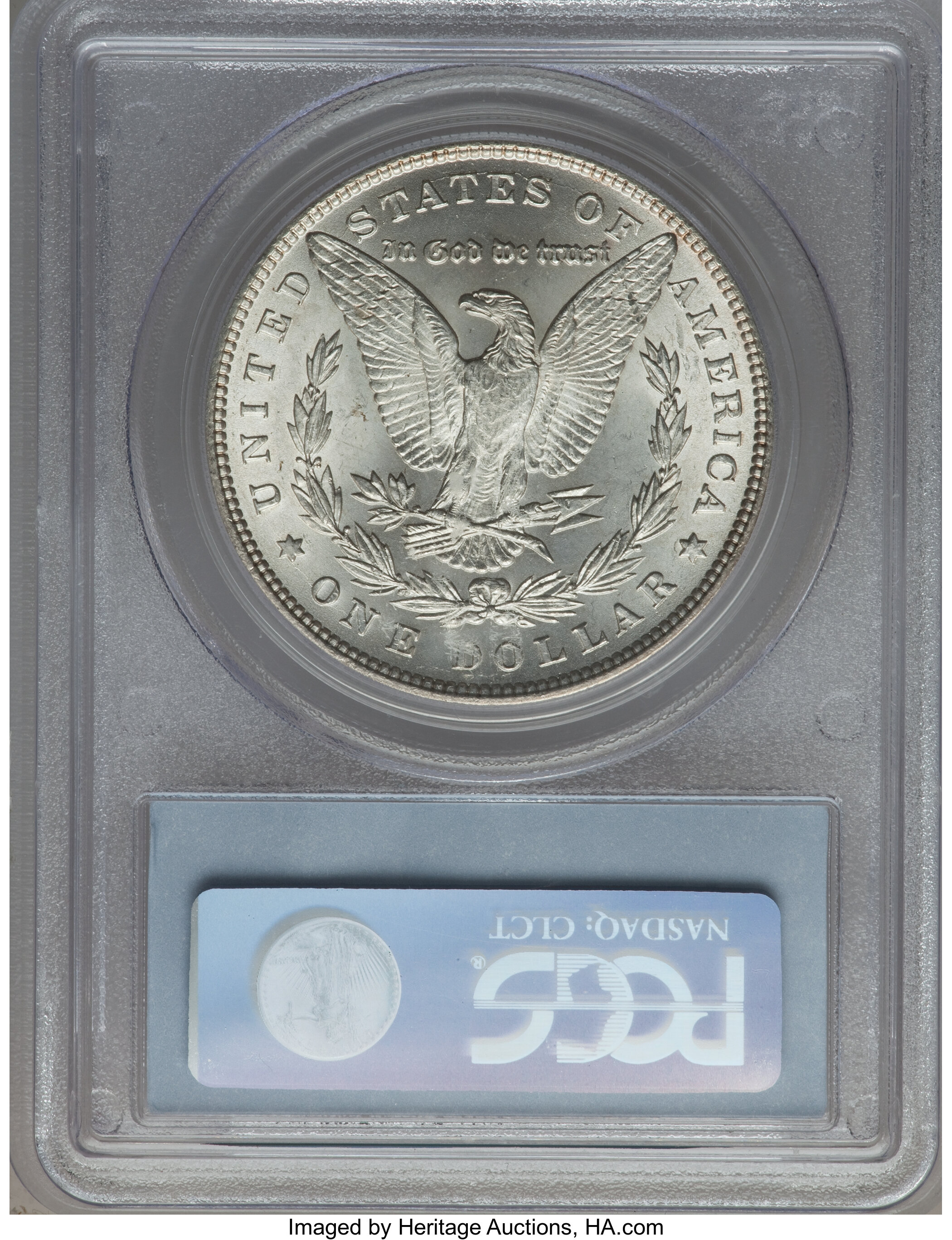 image for: 1885 $1 Vam-22, Dash MS62 PCGS. Hitlist. PCGS Population (37/36). NGC Census: (0/0).From The Parcfeld Collection....