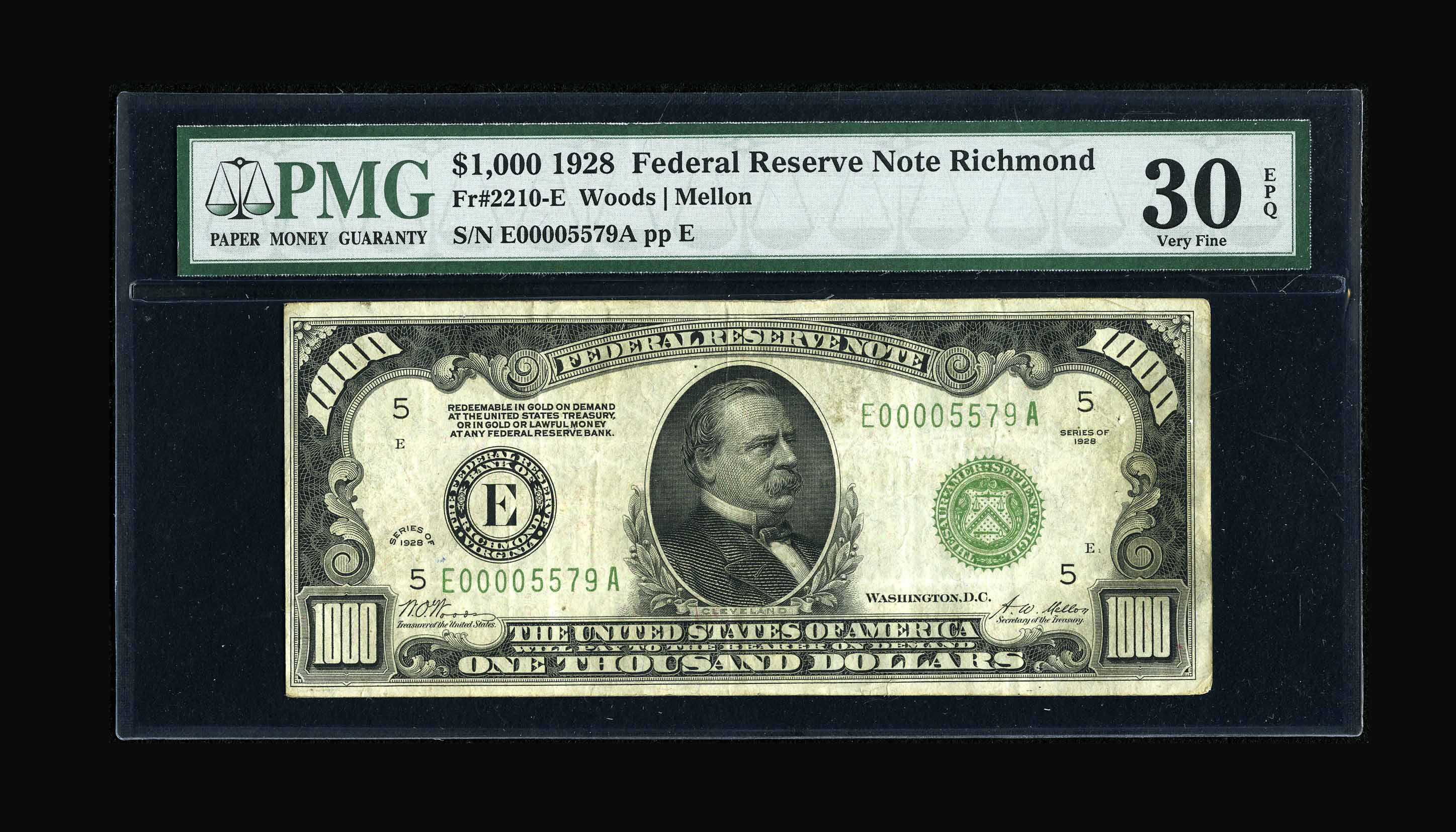 image for: Fr. 2210-E $1000 1928 Federal Reserve Note. PMG Very Fine 30 EPQ....