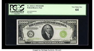 image for: Fr. 2221-G $5000 1934 Federal Reserve Note. PCGS Very Choice New 64....