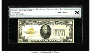 image for: Fr. 2402* $20 1928 Gold Certificate. CGA Very Fine 20....