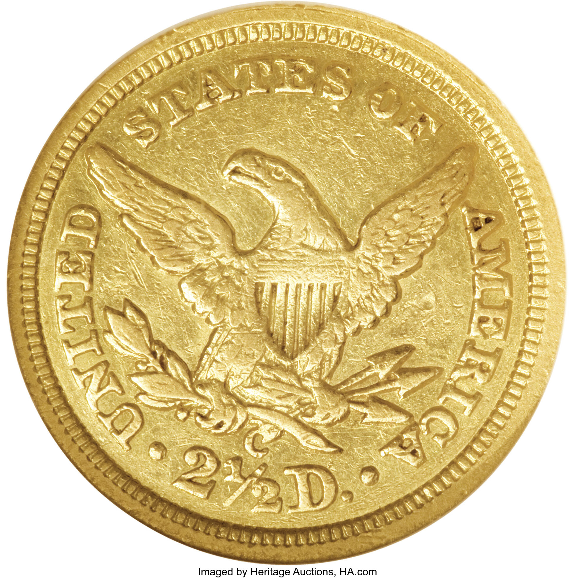 image for: 1843-C $2 1/2 Small Date, Crosslet 4 AU55 NGC....