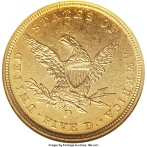 image for: 1841-D $5 Tall D AU58 NGC....
