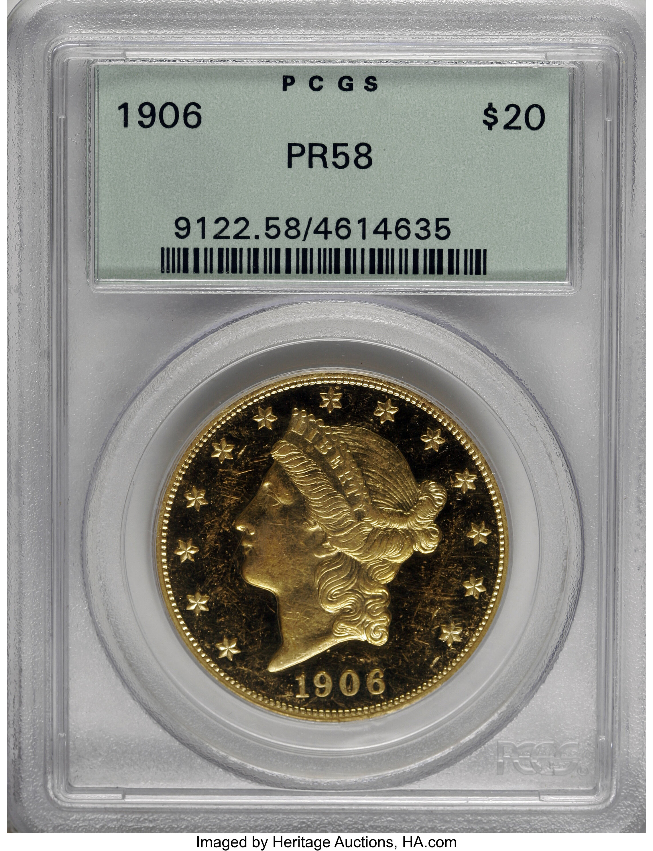 image for: 1906 $20 PR58 PCGS....