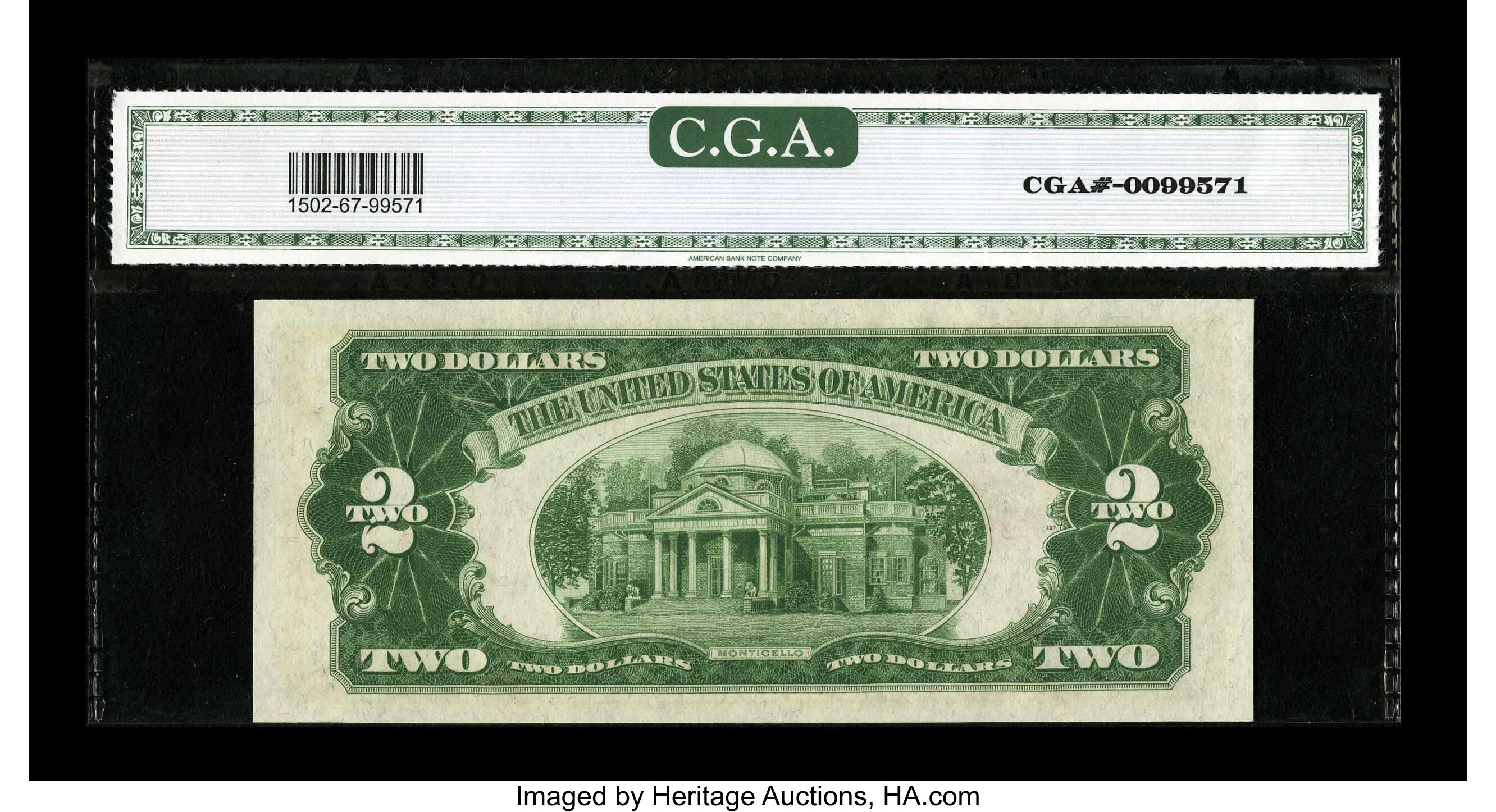 image for: Fr. 1502 $2 1928A Legal Tender Note. CGA Gem Uncirculated 67....