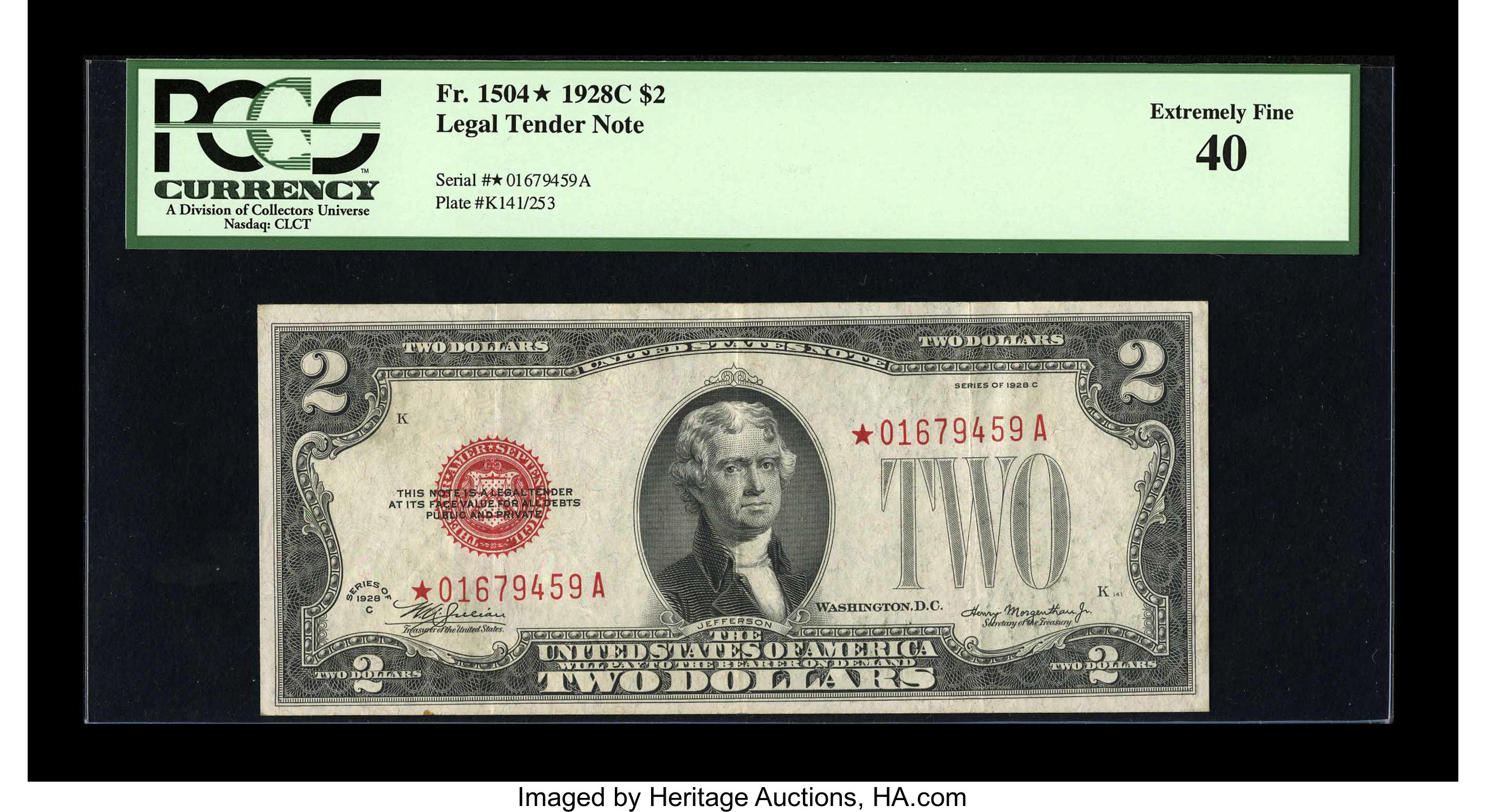 image for: Fr. 1504* $2 1928C Legal Tender Note. PCGS Extremely Fine 40....