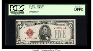 image for: Fr. 1530* $5 1928E Legal Tender Note. PCGS Choice New 63PPQ....