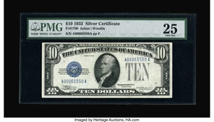 image for: Fr. 1700 $10 1933 Silver Certificate. PMG Very Fine 25.