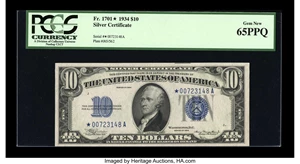 image for: Fr. 1701* $10 1934 Silver Certificate. PCGS Gem New 65PPQ....