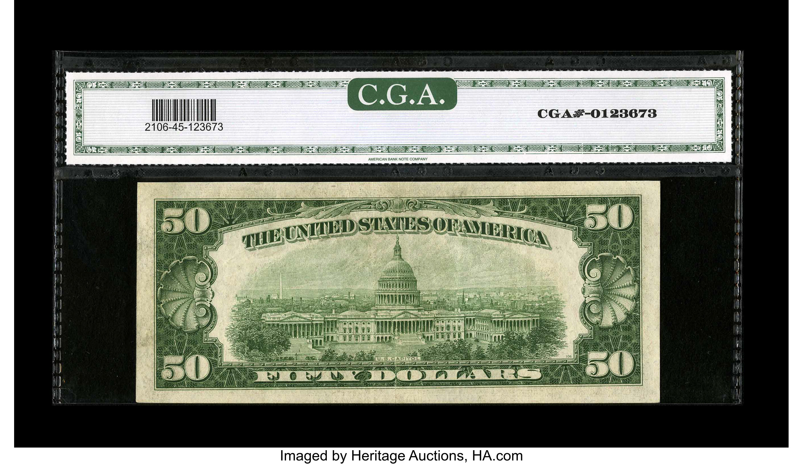 image for: Fr. 2106-G* $50 1934D Federal Reserve Note. CGA Extremely Fine 45....