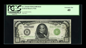 image for: Fr. 2210-H $1000 1928 Federal Reserve Note. PCGS Extremely Fine 40....